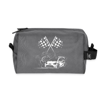 Cars Icon Checkered Flag Rally Drift Icon Logo - Recycled Toiletry Zip Bag - anthracite - Front