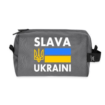 Slava ukraini - Recycled Toiletry Zip Bag - anthracite - Front