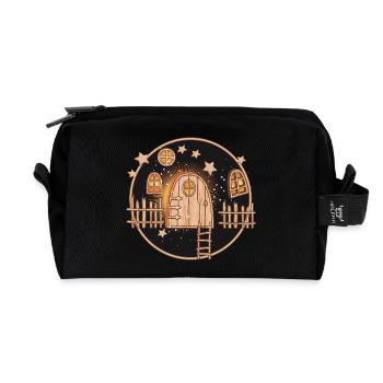 The magic of the elves' door at Christmas - Recycled Toiletry Zip Bag - black - Front