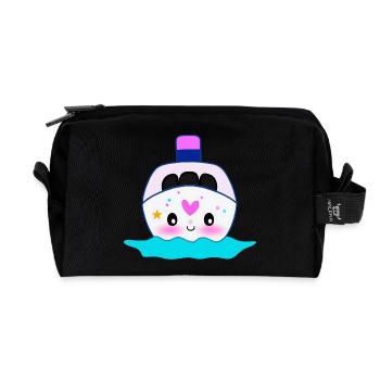 Kawaii Cruise Ship Design for Women - Recycled Toiletry Zip Bag - black - Front