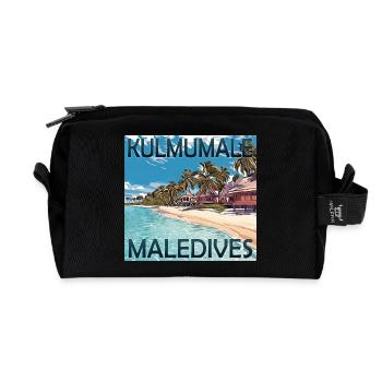 Malediven Kulmumale Beach: Sommer unter Palmen - Recycelte Kulturtasche - Schwarz - Vorne