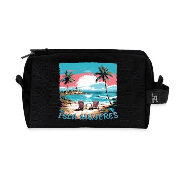 Mexico Cancun & Isla Mujeres: Grunge Design - Recycled Toiletry Zip Bag - black - Front