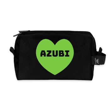 Herz Azubi gruen - Recycelte Kulturtasche - Schwarz - Vorne