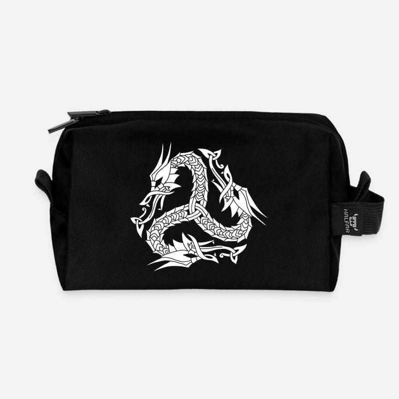 Keltische Weiße Hydra - Recycelte Kulturtasche - Schwarz