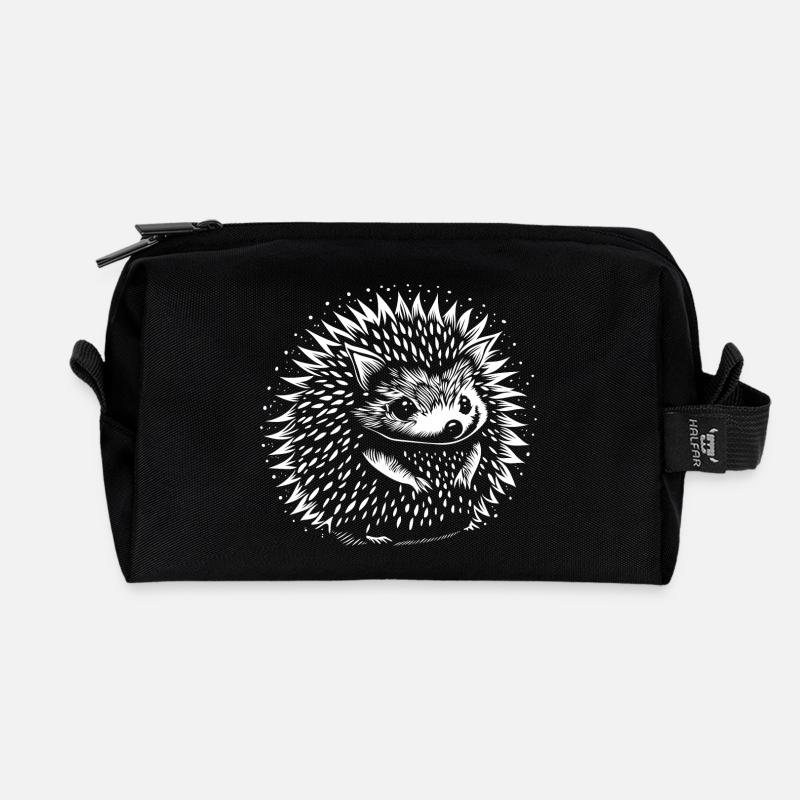 Igel - Recycelte Kulturtasche - Schwarz