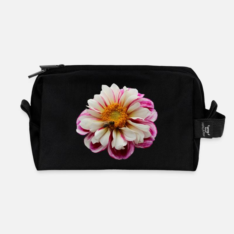 Blume rosa pinke Blume Blumen pink rosa Blumen - Recycelte Kulturtasche - Schwarz