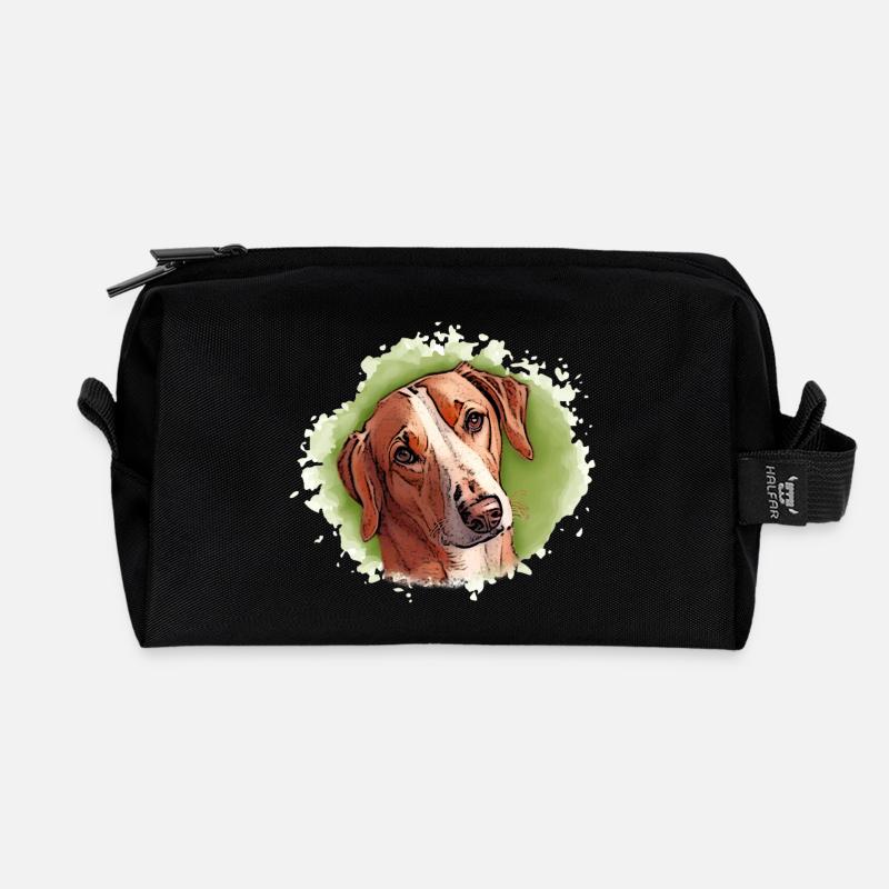 Hund SAVEBRACKE Jagdhund grün Aquarell Design - Recycelte Kulturtasche - Schwarz