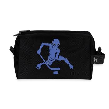 Alien Ice Hockey Player Minimalist Silhouette - Recycled Toiletry Zip Bag - black - Front