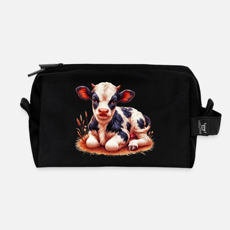 Kuh - Recycelte Kulturtasche - Schwarz