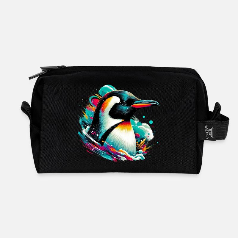 Pinguin - Recycelte Kulturtasche - Schwarz