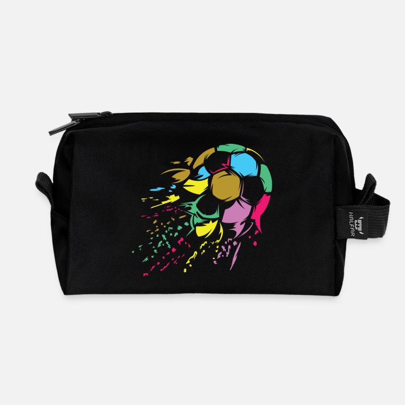 Fußball bunte Farben retro Ball Explosion Symbol - Recycelte Kulturtasche - Schwarz