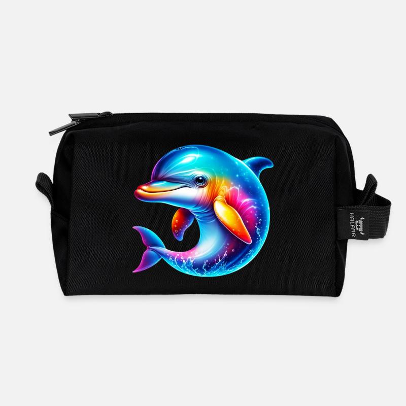 Delfin - Recycelte Kulturtasche - Schwarz
