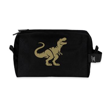Dino T-Rex Silhouette Minimalist Design - Recycled Toiletry Zip Bag - black - Front