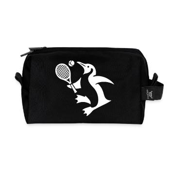 Penguin Tennis Tennis Player Silhouette Minimalist - Recycled Toiletry Zip Bag - black - Front