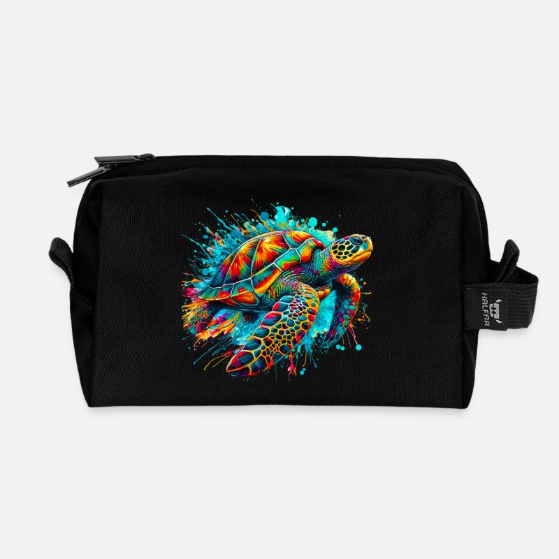Schildkröte - Recycelte Kulturtasche - Schwarz