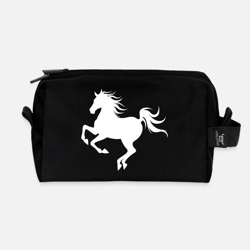 Anmutige Pferdesilhouette in Bewegung - Recycelte Kulturtasche - Schwarz