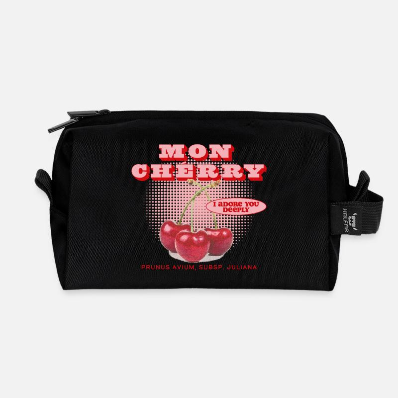 Mon Cherry Love - Recycled Toiletry Zip Bag - black
