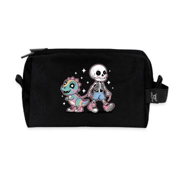 Squelette mignon et dino – Kawaii Fantasy Design - Trousse de toilette en tissu recyclé - noir - Devant
