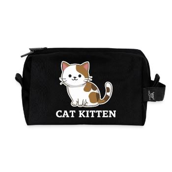Adorable Cat Kitten - Recycled Toiletry Zip Bag - black - Front
