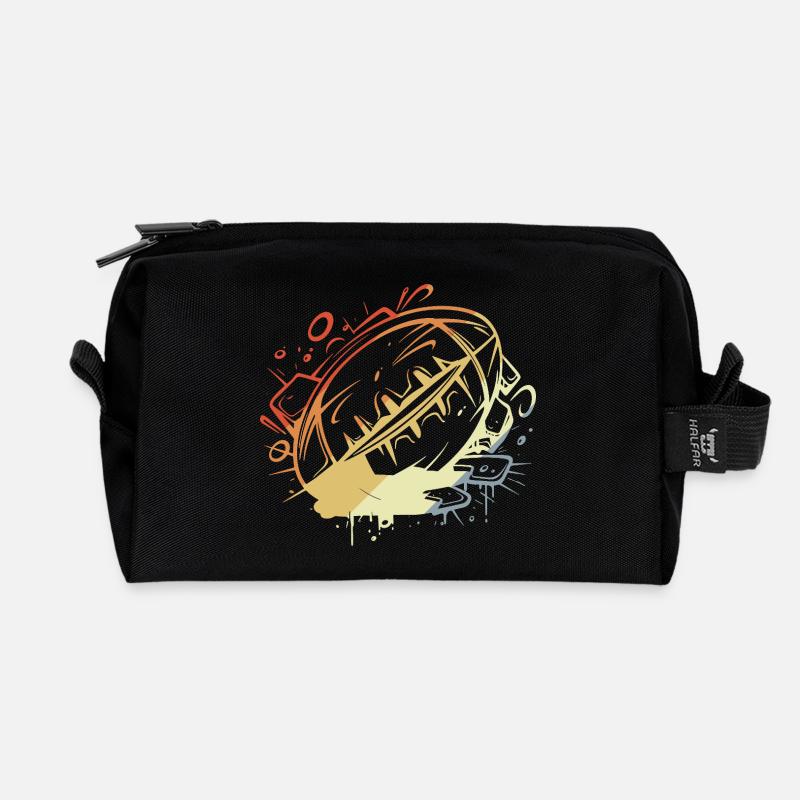 Rugby Ball Vintage Look - Recycelte Kulturtasche - Schwarz