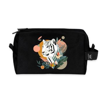 Weißer Tiger im Dschungel – Modernes Naturdesign - Recycelte Kulturtasche - Schwarz - Vorne