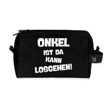 ONKEL IST DA KANN LOSGEHEN der coole Onkel - Recycelte Kulturtasche - Schwarz - Vorne