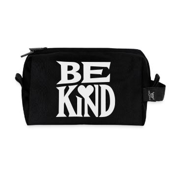 Be kind slogan with heart - Recycled Toiletry Zip Bag - black - Front