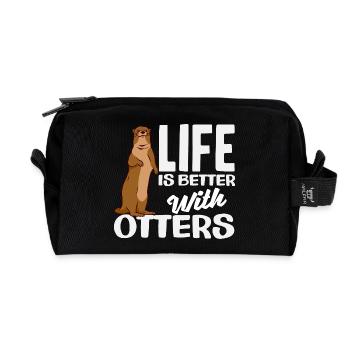 Seeotter Leben Besser - Recycelte Kulturtasche - Schwarz - Vorne