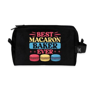 Macaron French Desserts - Recycled Toiletry Zip Bag - black - Front