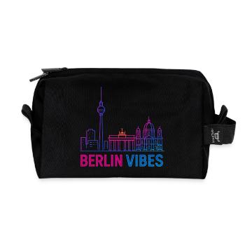 Berlin Vibes Neon Skyline Silhouette Stadt  - Recycelte Kulturtasche - Schwarz - Vorne