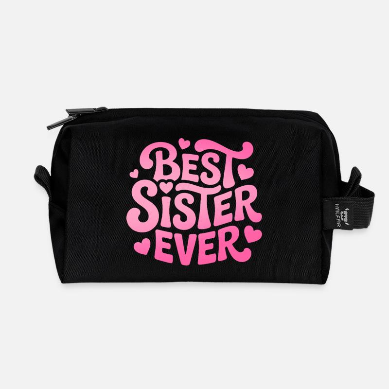 Best Sister Ever Schwester - Recycelte Kulturtasche - Schwarz
