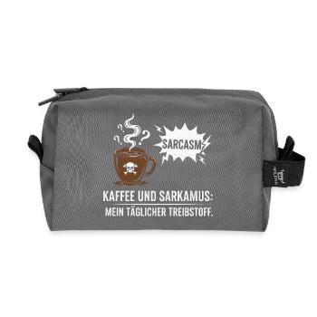 Café et sarcasme - Trousse de toilette en tissu recyclé - anthracite - Devant