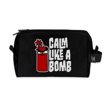 Calm Like Bomb Paradox Irony Humor Explosive Joke - Recycled Toiletry Zip Bag - black - Front