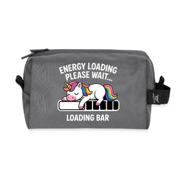 Einhorn Energie Loading Please Wait - Recycelte Kulturtasche - Anthrazit - Vorne