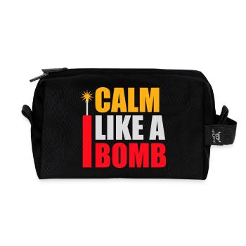 Calm Like Bomb Paradox Irony Humor Explosive Joke - Recycled Toiletry Zip Bag - black - Front