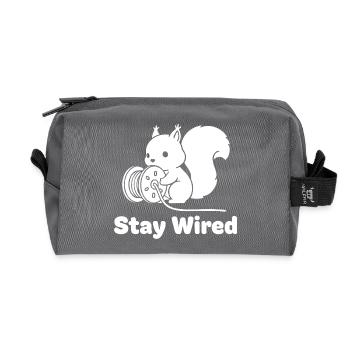 Stay Wired Squirrel - Recycled Toiletry Zip Bag - anthracite - Front