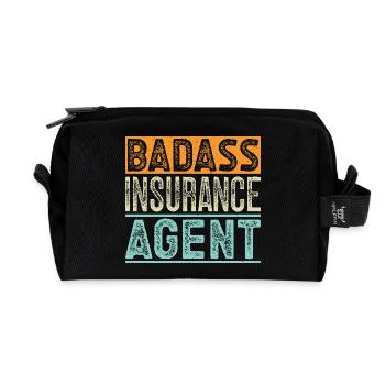 Agent d’assurance badass Drôle de courtier en assurance - Trousse de toilette en tissu recyclé - noir - Devant