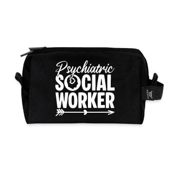 Travail social psychiatrique Quota pour travailleurs sociaux - Trousse de toilette en tissu recyclé - noir - Devant