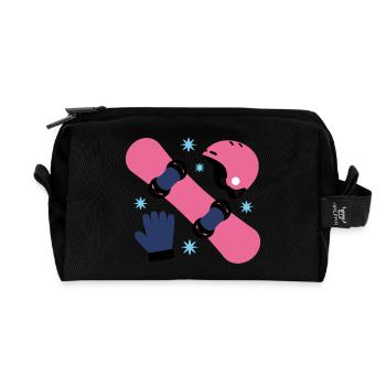 Glam Skate Pink and Blue Helmet - Recycled Toiletry Zip Bag - black - Front