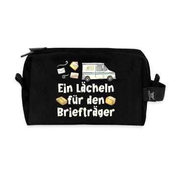 Paketzusteller EIN LÄCHEIN FÜR DEN BRIEFTRÄGER - Recycelte Kulturtasche - Schwarz - Vorne