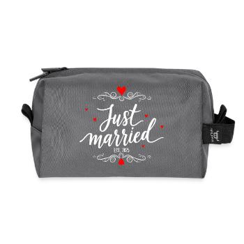 Just Married Hochzeitsdesign - Recycelte Kulturtasche - Anthrazit - Vorne