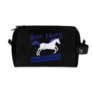 Beer Horn - Beer Unicorn True Mythical Creatures - Recycled Toiletry Zip Bag - black - Front