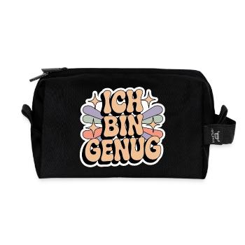 Ich bin genug – Retro Statement - Recycelte Kulturtasche - Schwarz - Vorne