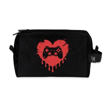 Video Games Funny Valentines Day Gamer - Recycled Toiletry Zip Bag - black - Front