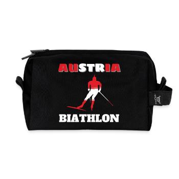 Silhouette Biathlète Rouge Blanc Autriche - Trousse de toilette en tissu recyclé - noir - Devant