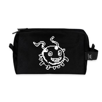 Virus Monster Pixel Art Comic - Recycled Toiletry Zip Bag - black - Front