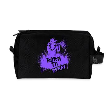 Born to Spray Urban Art Graffiti Streetwear - Recycled Toiletry Zip Bag - black - Front