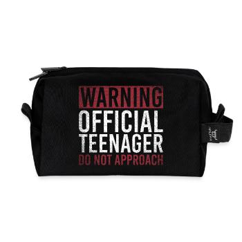 Warning Official Teenager Do Not Approach - Recycled Toiletry Zip Bag - black - Front
