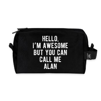 Hallo, mir geht's großartig. Nenn mich Alan, lustiges Zitat. - Recycelte Kulturtasche - Schwarz - Vorne