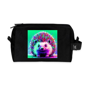 Igel - Recycelte Kulturtasche - Schwarz - Vorne